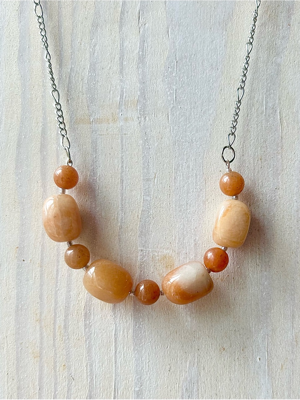 Handmade Carnelian and Aventurine Bead Pendant Necklace - adjustable